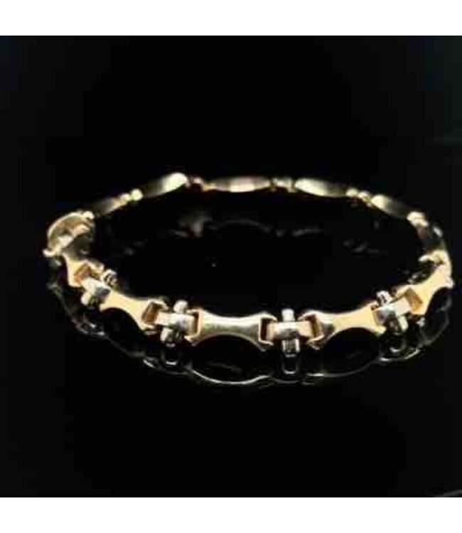 Bicolor-Goldarmband, 14 Karat, 19,5 cm