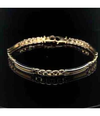 Bicolor gouden pennenarmband 14 karaat 21,5 cm