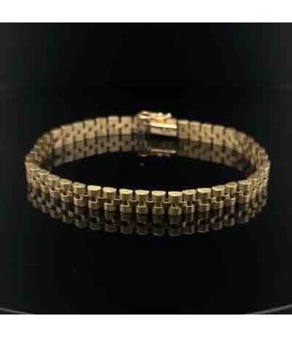 Geelgouden Rolex-stijl armband 14 karaat 18 cm