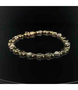 Gelbgoldarmband mit Herzgliedern und Diamant, 14 Karat, 19 cm