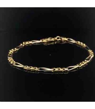 18-karat bicolour gold bracelet with 14-karat clasp, 21 cm