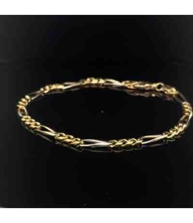 18-karat bicolour gold bracelet with 14-karat clasp, 21 cm