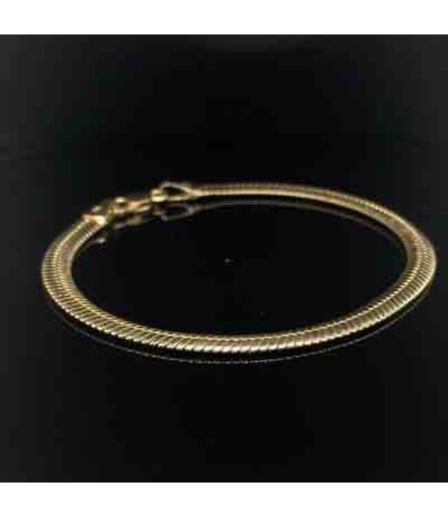 Flaches Gelbgold-Schlangenarmband, 14 Karat, 20,5 cm