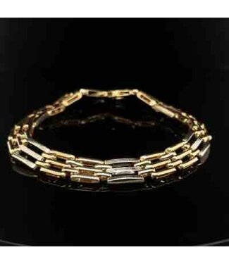 Bicolor gouden armband 14 karaat 20 cm
