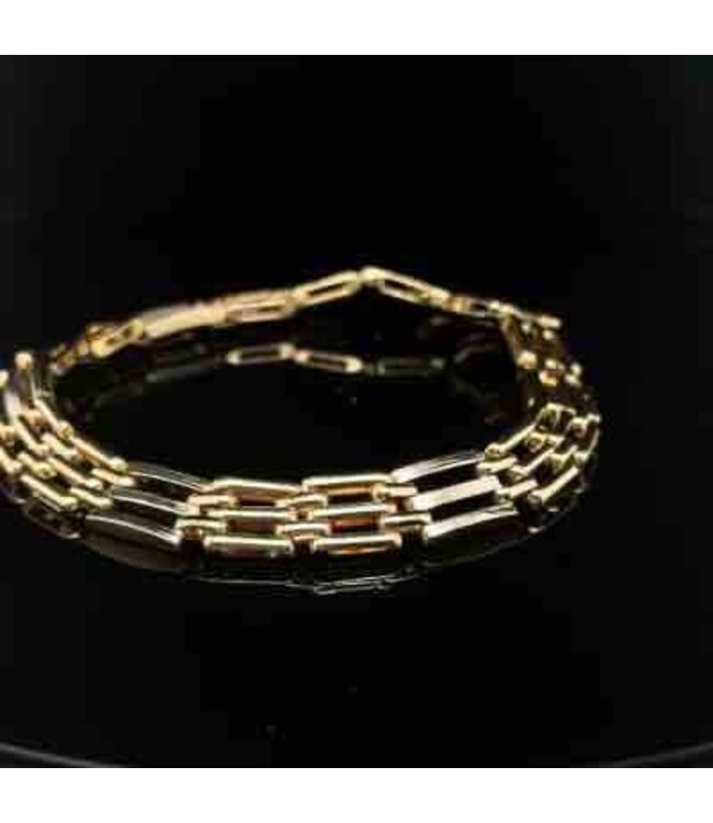 Bicolor gouden armband 14 karaat 20 cm