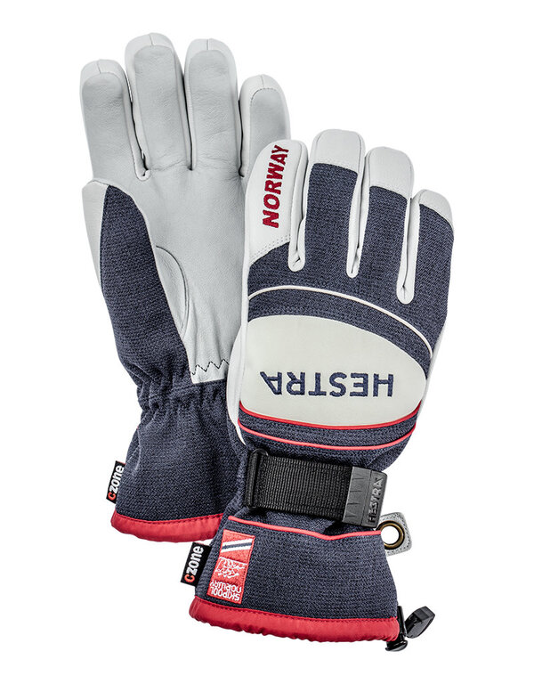 Hestra Army Leather Coach CZone Gloves Navy Red