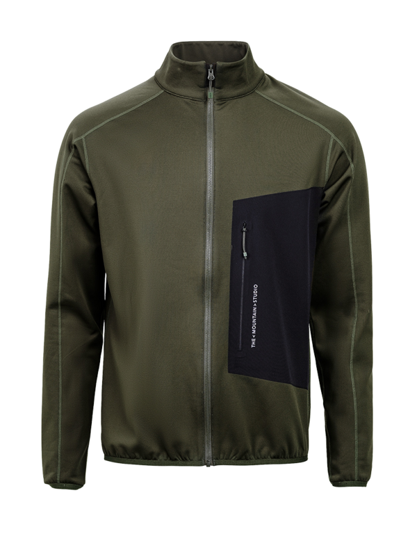 The Mountain Studio Techno Grid Fleece T-Neck - Forest Green