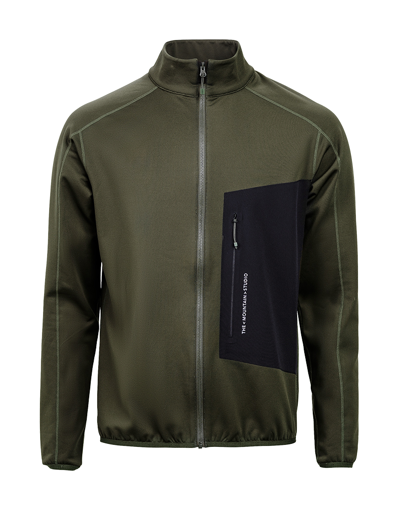 The Mountain Studio Techno Grid Fleece T-Neck - Forest Green