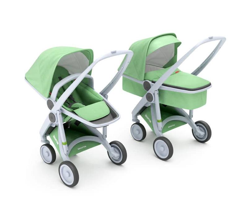 2-in-1 Carrycot & Reversible Grey/Mint