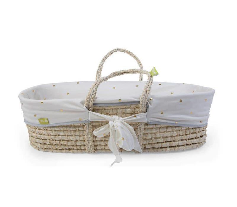 Moses basket cover jersey gold dots