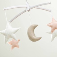 Music mobile Moon & Stars nude/ silver