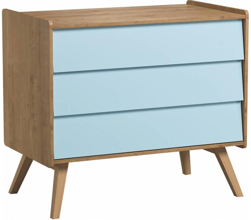 VINTAGE Dresser with 3 drawers oak/bleu