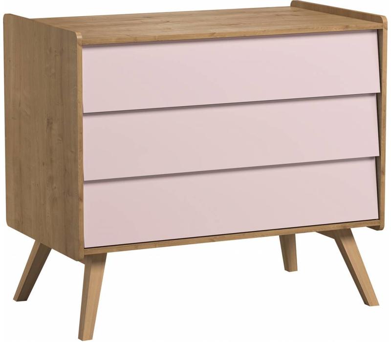 VINTAGE Dresser with 3 drawers oak/pink