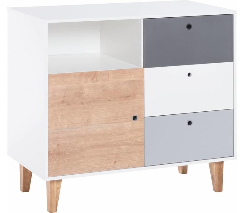 CONCEPT Commode white/graphite/grey/oak