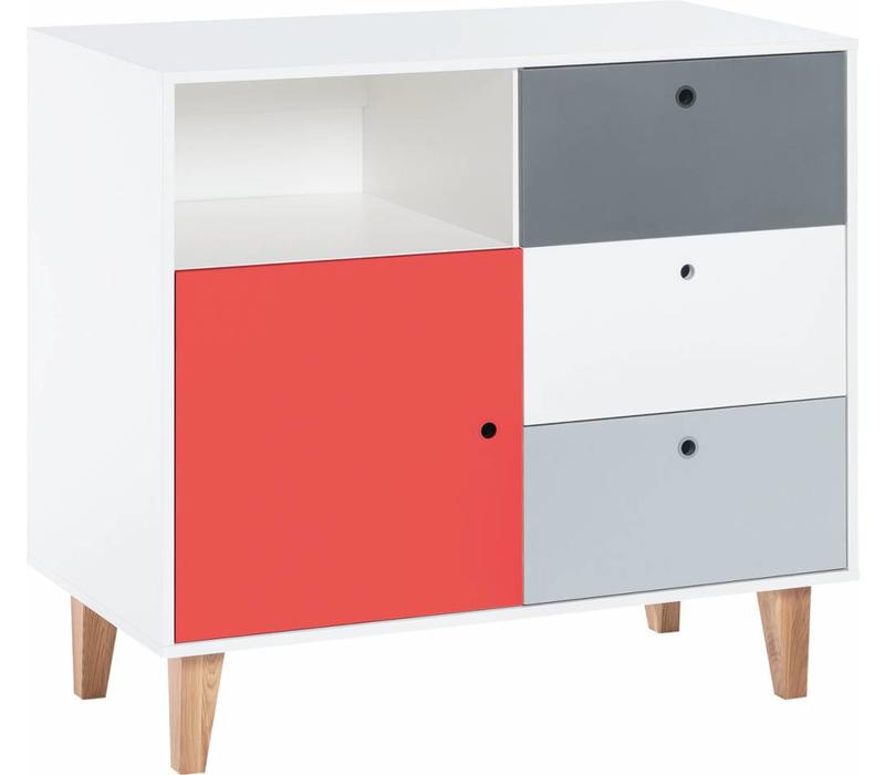 CONCEPT Commode white/graphite/grey/red