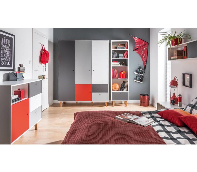 CONCEPT Dresser white/grey/graphite/red