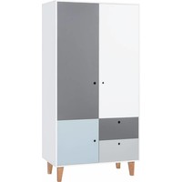 CONCEPT Kleerkast 2-deurs white/graphite/grey/blue