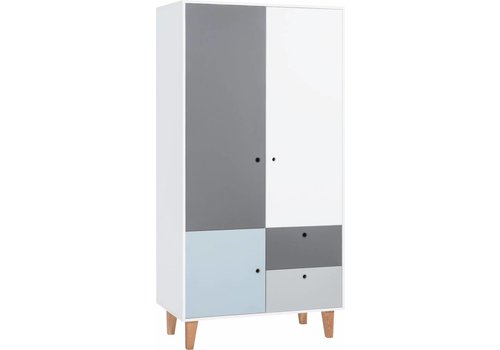 Vox CONCEPT 2-door wardrobe white/grey/graphite/blue