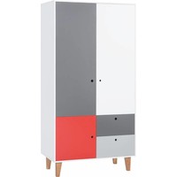 CONCEPT Kleerkast 2-deurs white/grey/graphite/red