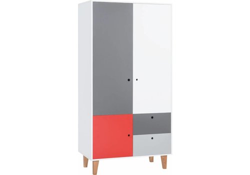 Vox CONCEPT 2-door wardrobe white/grey/graphite/red