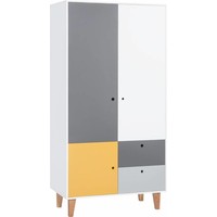 CONCEPT Kleerkast 2-deurs white/graphite/grey/saffron