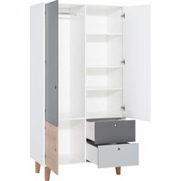 CONCEPT 2-door wardrobe white/grey/graphite/oak