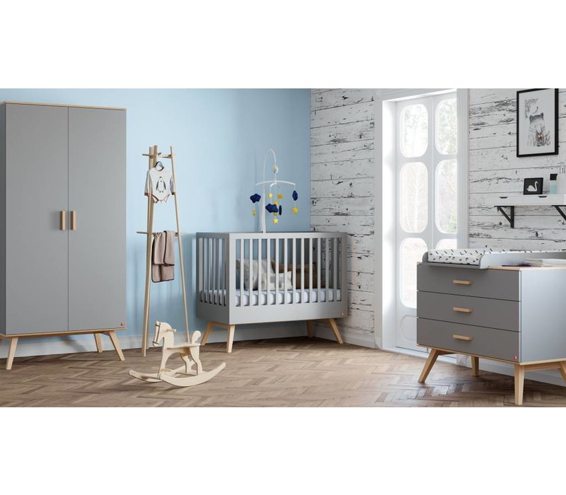 NAUTIS Meegroeibed 70x140cm light grey/oak