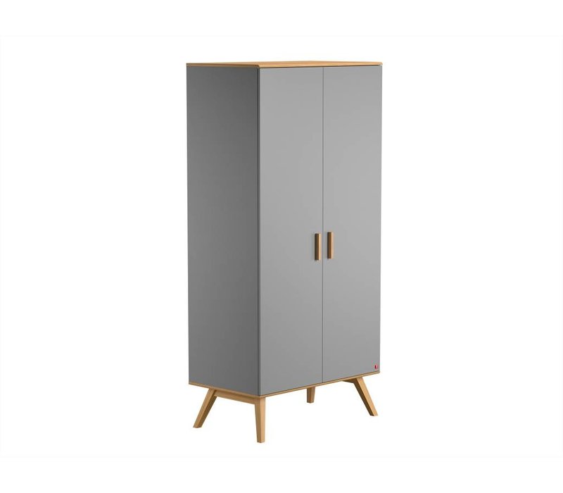 NAUTIS 2-door wardrobe light grey/oak