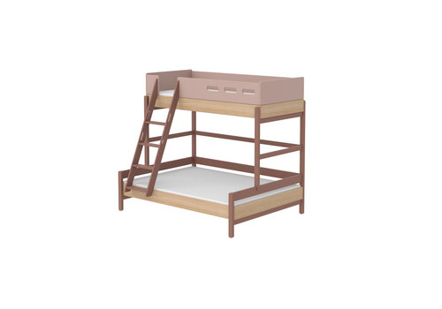 Flexa POPSICLE Family bed with slanting ladder oak/cherry