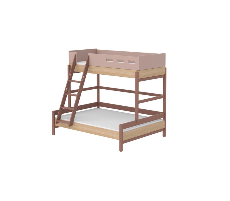 POPSICLE Family bed with slanting ladder oak/cherry