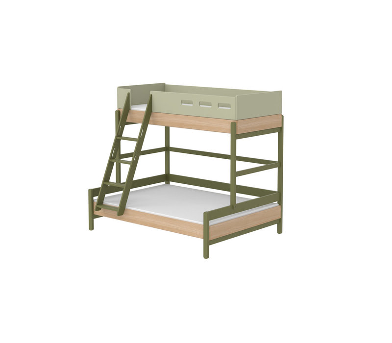 POPSICLE Family bed with slanting ladder oak/kiwi