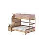 Flexa POPSICLE Family bed with staircase oak/cherry