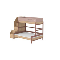 POPSICLE Familiebed met trappenkast oak/cherry