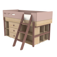 POPSICLE Mid-high bed slanting ladder oak/cherry