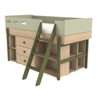 POPSICLE Mid-high bed slanting ladder oak/kiwi