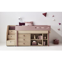 POPSICLE Mid-high bed with staircase oak/cherry