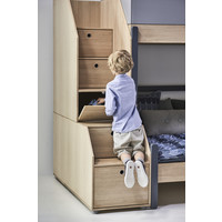 POPSICLE Familiebed met trappenkast oak/blueberry