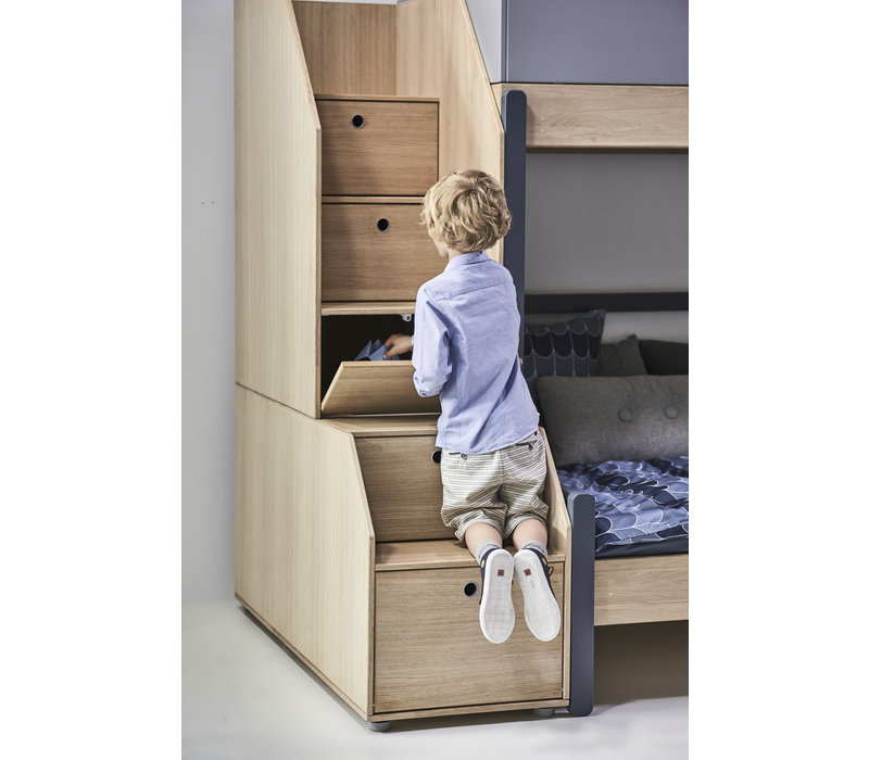 POPSICLE Familiebed met trappenkast oak/kiwi