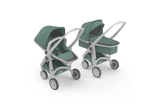 Greentom 2-in-1 Carrycot & Reversible Grey/Sage