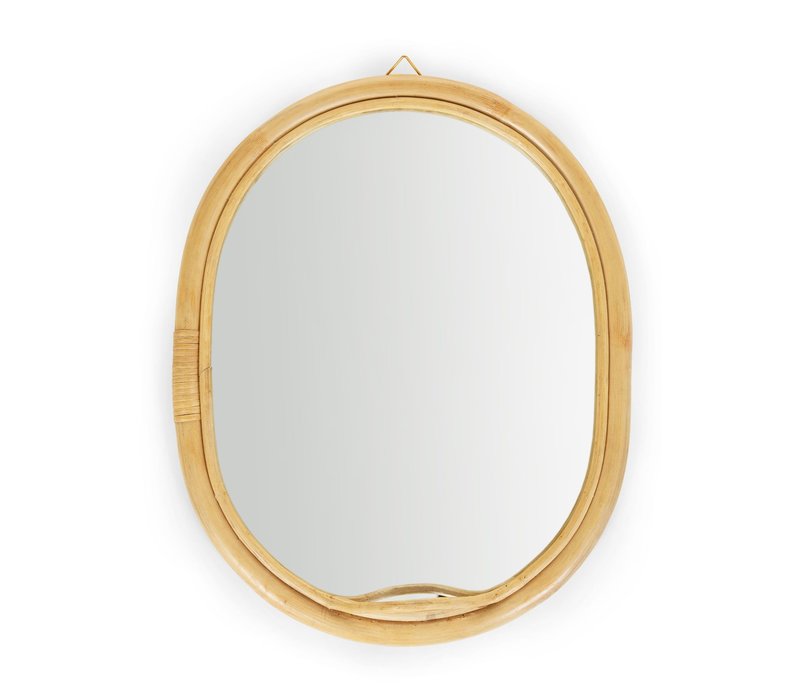 Rattan mirror oval 32x35cm