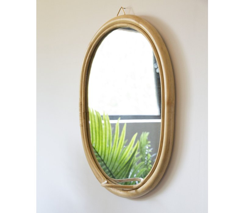 Rattan mirror oval 32x35cm