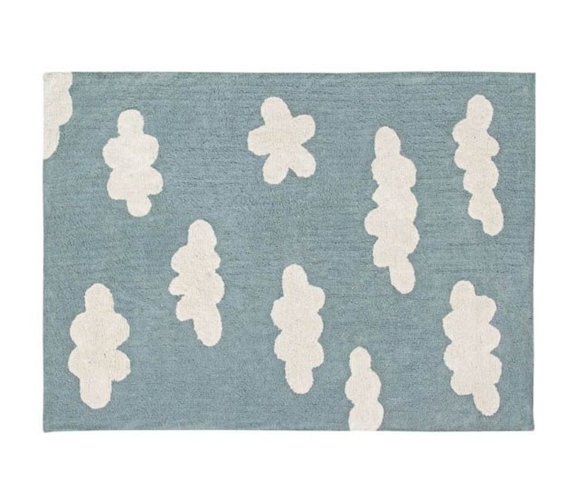 Washable Rug Clouds Vintage Blue