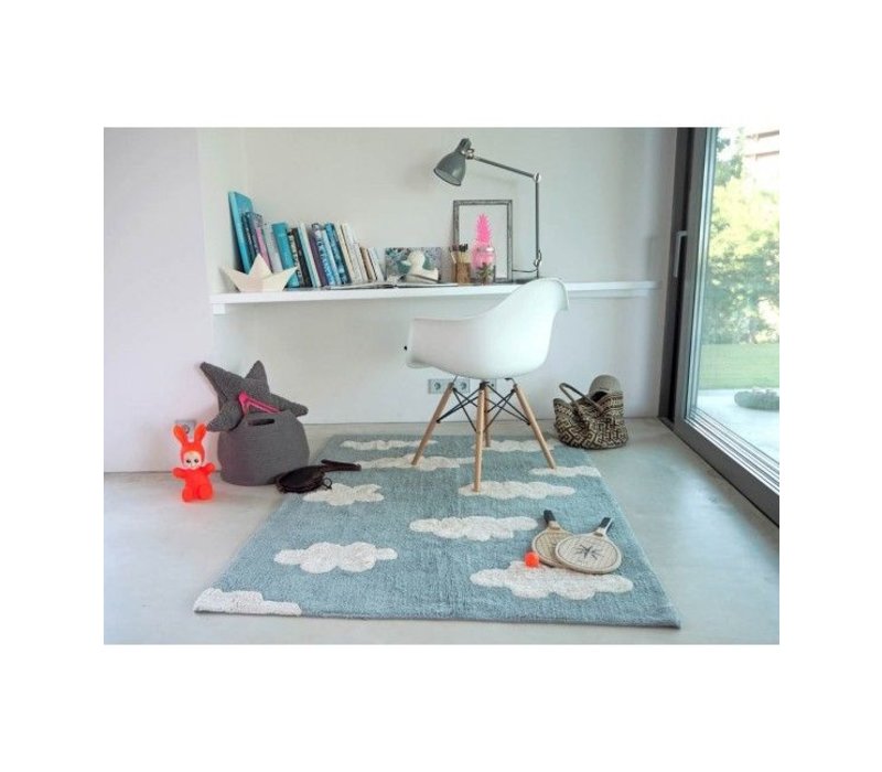 Washable Rug Clouds Vintage Blue