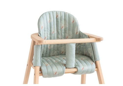 Nobodinoz Growing green high chair cushion White gatsby/Antique green