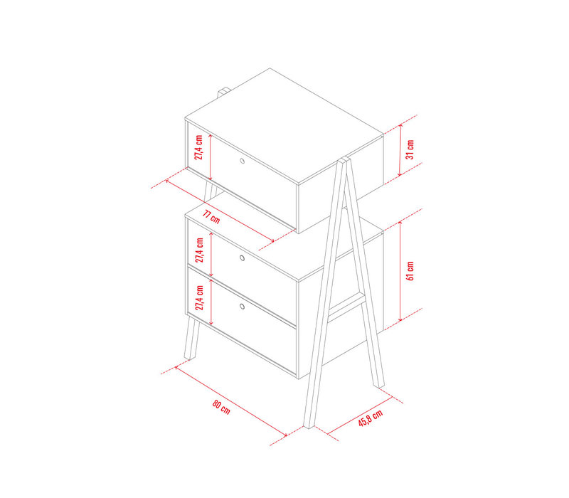 SPOT 2-drawer chest with upper cabinet