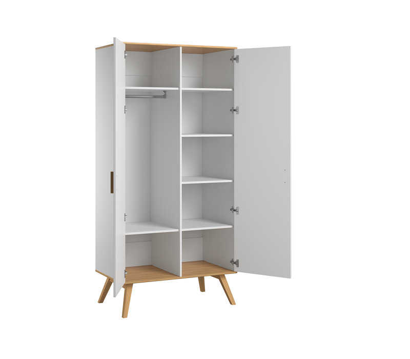 NAUTIS Kleerkast 2-deurs white/oak