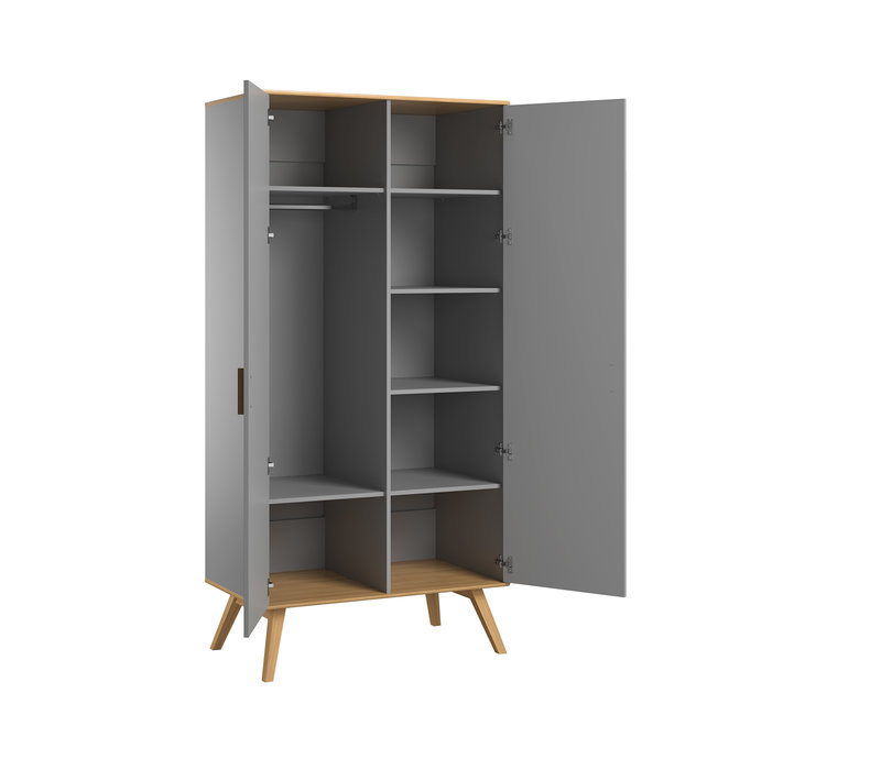 NAUTIS 2-door wardrobe light grey/oak