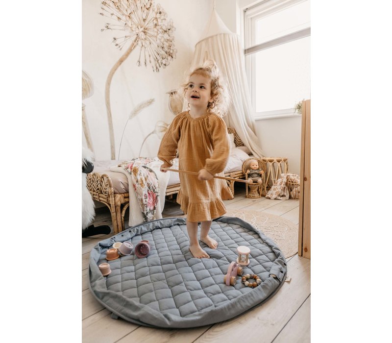 Speelmat en opbergzak baby organic Dusty Blue