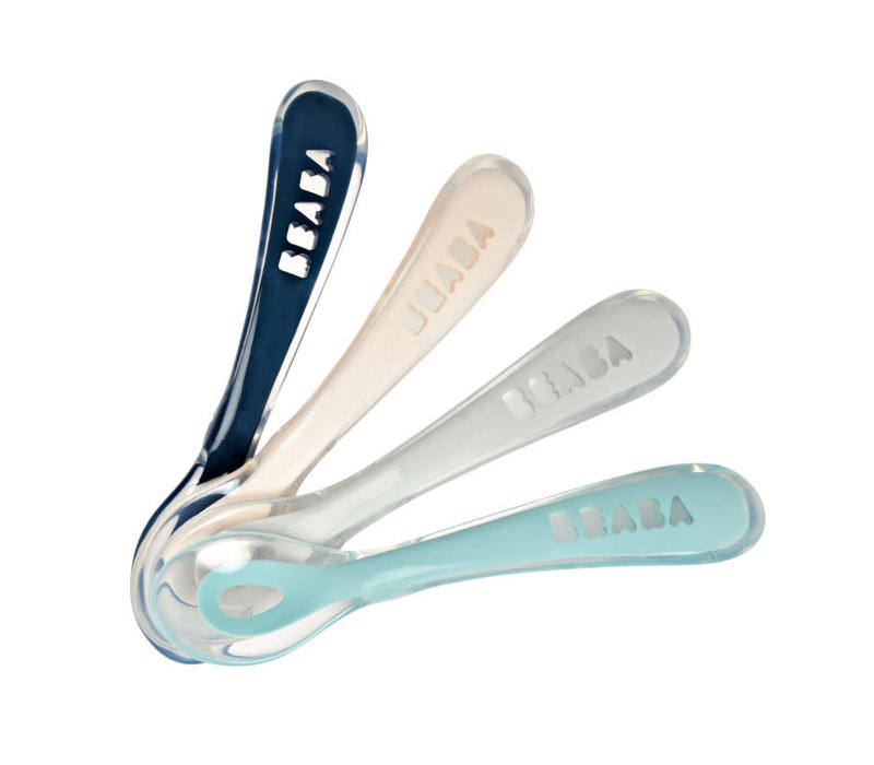 Set of 4 2nd age silicone spoon blue