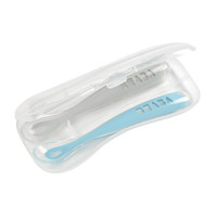 Set 2 1st age silicon spoon + transport box grey/blue